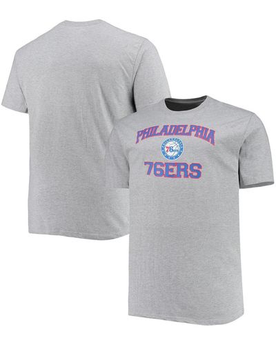 Profile Philadelphia 76ers Big And Tall Heart And Soul T-shirt - Gray