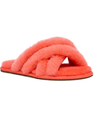 UGG Scuffita Fluffy Slip-on Sandals - Red