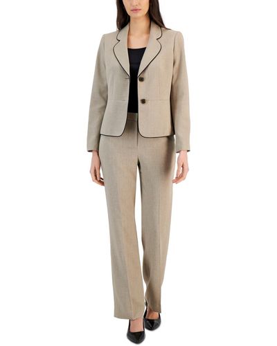 Le Suit Framed Twill Two-button Pantsuit - Natural