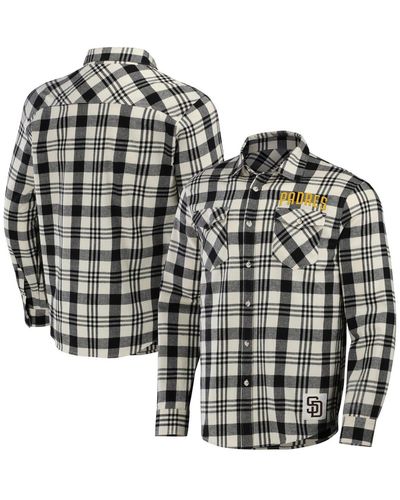 Fanatics Darius Rucker Collection By San Diego Padres Plaid Flannel Button-up Shirt - Black