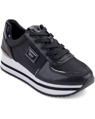 DKNY Davie Lace-up Platform Sneakers - Black