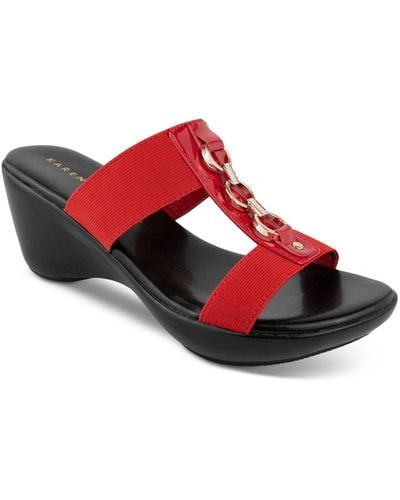 Karen Scott Pimaa Slide-on Wedge Sandals, Created For Macy's - Red