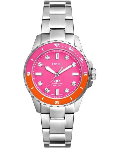 Fossil Blue Dive Three-hand Stainless Steel Watch 36mm - Pink