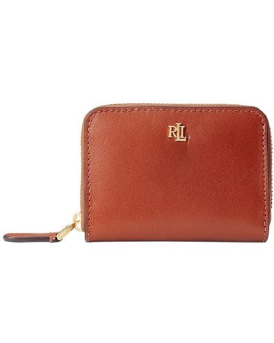 Lauren by Ralph Lauren Full-grain Leather Small Zip Continental Wallet - Red