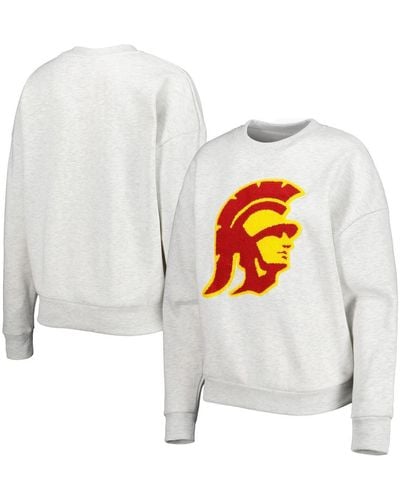 Gameday Couture Usc Trojans Chenille Patch Fleece Pullover Sweatshirt - White