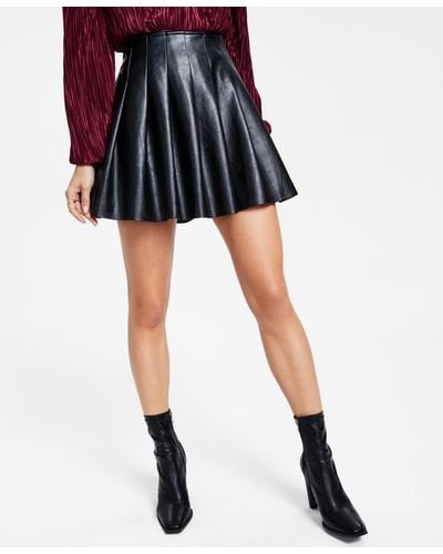 Lucy Paris Natal Faux-leather Pleated Mini Skirt - Black