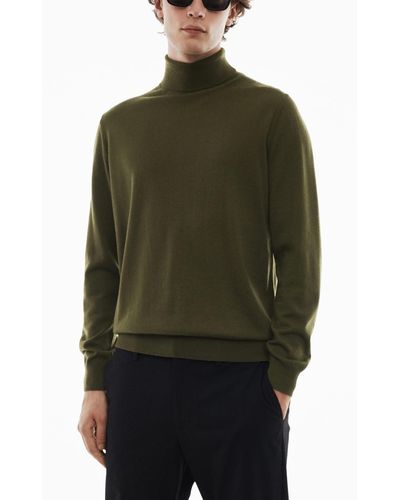 Mango 100% Merino Wool Turtleneck Sweater - Green