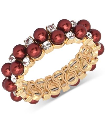 Charter Club Gold-tone Crystal & Colo Imitation Pearl Stretch Bracelet - Pink