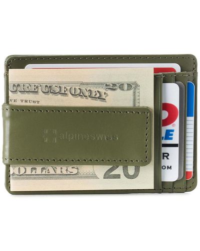 Alpine Swiss Rfid Minimalist Money Clip Front Pocket Wallet Slim Id Holder - Green