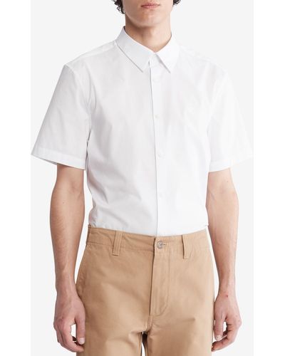Calvin Klein Slim-fit Stretch Solid Shirt - White