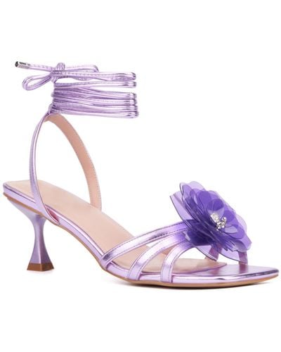 FASHION TO FIGURE Blossom Strappy Heel Sandal - Purple
