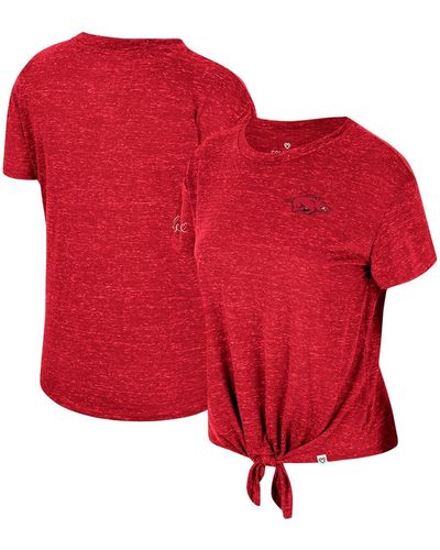 Colosseum Athletics Distressed Arkansas Razorbacks Finalists Tie-front T-shirt - Red
