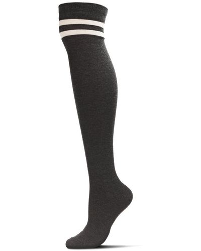 Memoi Top Stripe Cashmere Blend Over The Knee Warm Socks - Gray