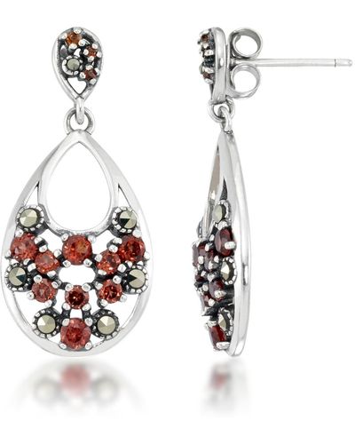 Macy's Pave Garnet Teardrop Dangle Earrings - Red