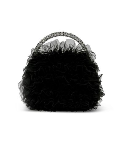 Badgley Mischka Woman's Jazzie Layered Tulle Pouch Clutch - Black
