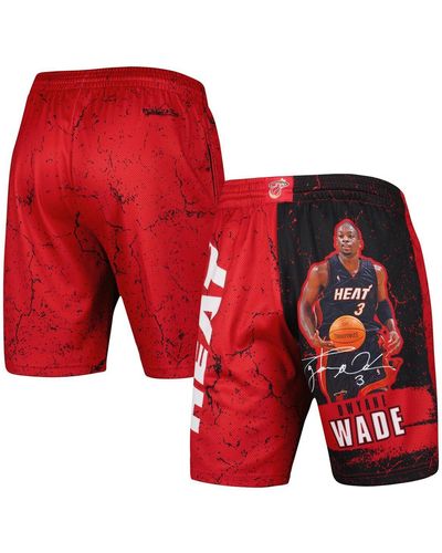 Mitchell & Ness Dwyane Wade Miami Heat Hardwood Classics Player Burst Shorts - Red
