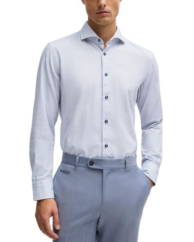 BOSS Boss By Spread Collar Casual-fit Dress Shirt - Blue