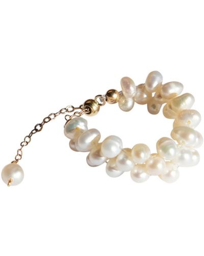 seree Estelle — Freshwater Pearl Adjustable Ring - Metallic