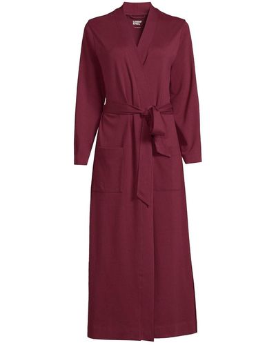 Lands' End Cotton Long Sleeve Midcalf Robe - Red