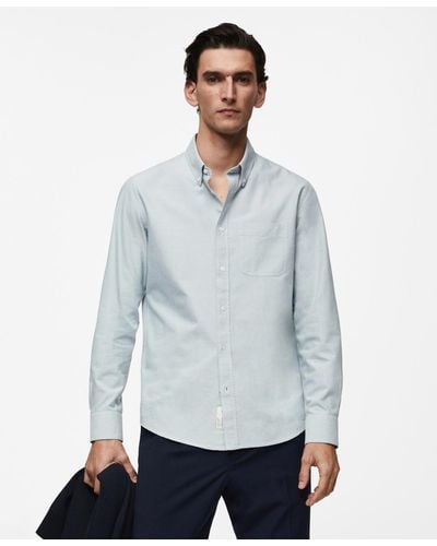 Mango Regular Fit Oxford Cotton Shirt - Blue