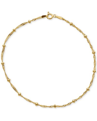 Macy's 24k Gold Over Sterling Silver Anklet, 9" Singapore Chain Anklet - Metallic
