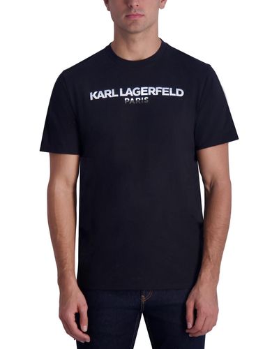 Karl Lagerfeld Slim Fit Short-sleeve Logo T-shirt - Blue