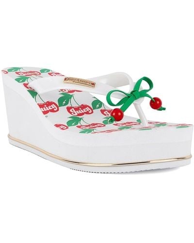 Juicy Couture Umani Cherry Platform Wedge Flip-flop Sandals - White