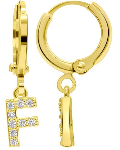 Adornia 14k Gold-plated Initial Pave huggie Hoop Earrings - Metallic
