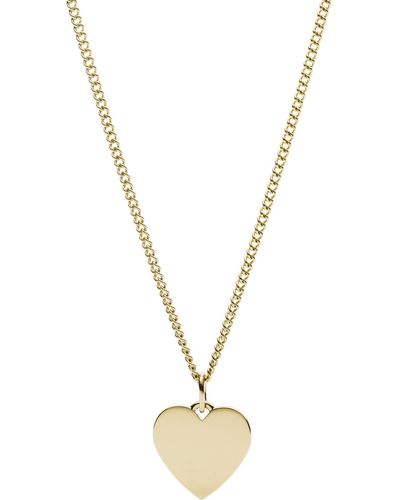 Fossil Lane Heart Stainless Steel Necklace - Metallic