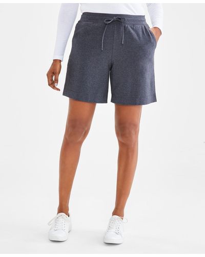 Style & Co. Petite Mid-rise Knit Drawstring Shorts - Blue