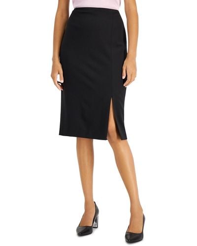 Tahari Front-slit Back-zip Pencil Skirt - Black