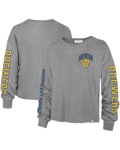 '47 '47 Milwaukee Brewers Ultra Max Parkway Long Sleeve T-shirt - Gray