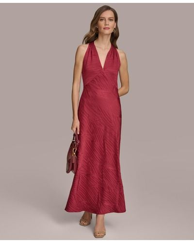 Donna Karan V-neck Sleeveless Gown - Red