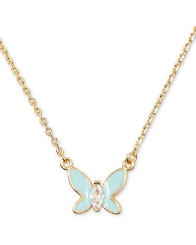 Kate Spade Gold-tone Cubic Zirconia & Colored Butterfly Pendant Necklace - Metallic