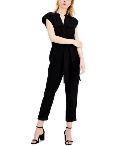INC International Concepts Petite Belted Utility Jumpsuit, Created For Macy's - Black