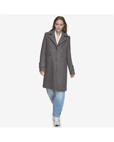 Andrew Marc Regine Sb Soft Wool Boucle Coat With Back Vent - Gray