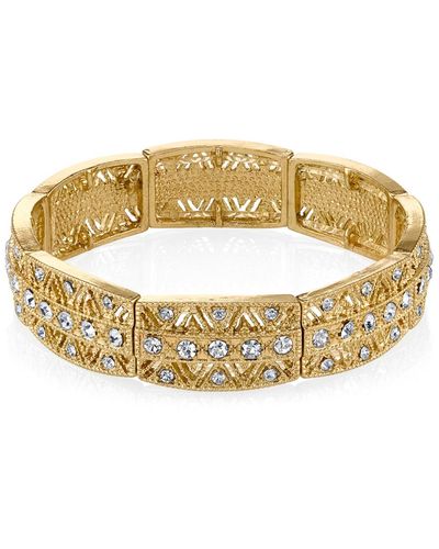 2028 Gold-tone Crystal Stretch Bracelet - White