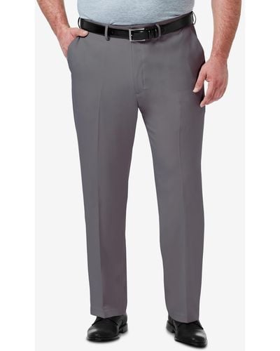 Haggar Big & Tall Premium Comfort Stretch Classic-fit Solid Flat Front Dress Pants - Gray