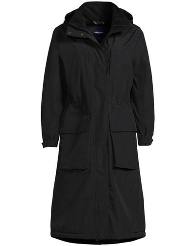 Lands' End Tall Squall Waterproof Insulated Winter Stadium Maxi Coat - Black