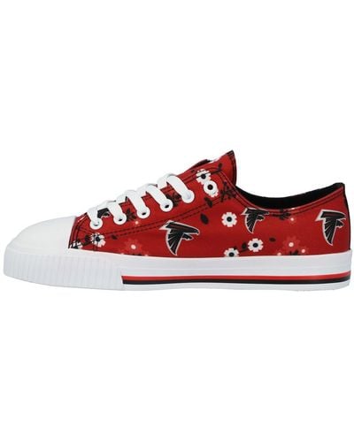 FOCO Atlanta Falcons Flower Canvas Allover Shoes - Red