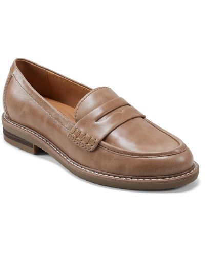 Earth Javas Round Toe Casual Slip-on Penny Loafers - Brown