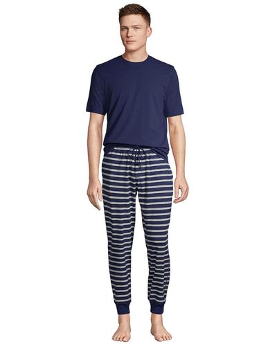 Lands' End Knit Jersey Pajama Sleep Set - Blue