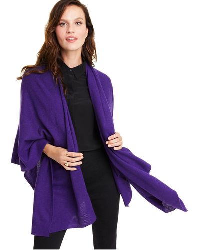 Charter Club Solid Cashmere Wrap, Created For Macy's - Purple
