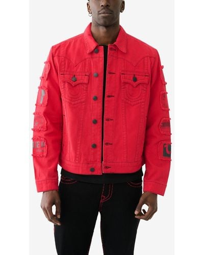 True Religion Jimmy Sleeve Patch Jacket - Red
