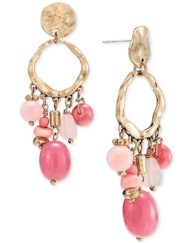 Style & Co. Bead Fringe Drop Earrings - Pink