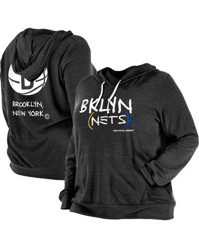 KTZ Brooklyn Nets Plus Size 2022/23 City Edition Bi-blend Long Sleeve Hoodie T-shirt - Black