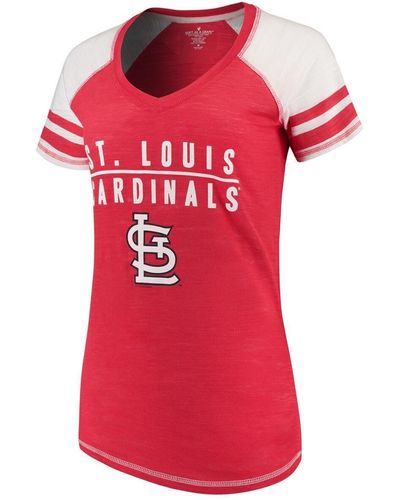 Soft As A Grape St. Louis Cardinals Color Block V-neck T-shirt - Red