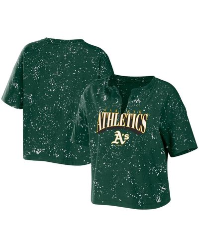 WEAR by Erin Andrews Oakland Athletics Notch Neck Tie-dye T-shirt - Green