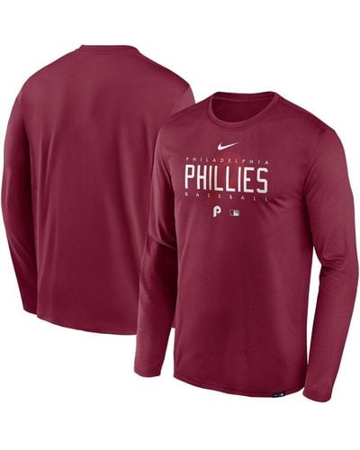 Nike Philadelphia Phillies Authentic Collection Team Logo Legend Performance Long Sleeve T-shirt - Red
