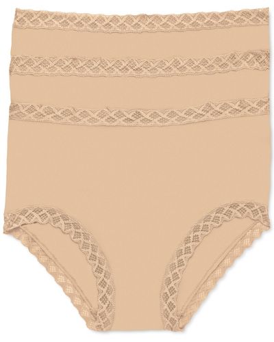Natori Bliss Lace Trim High Rise Brief Underwear 3-pack 755058mp - Natural